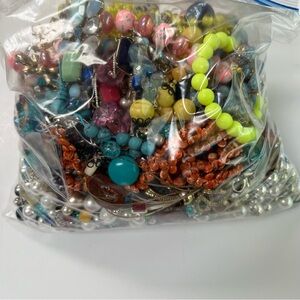 Over 4lb bag costume jewelry for ART Craft - mixed lot metals, beads, glass etc